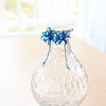 青 彼岸花 ピアス（イヤリング）Blue  着物 和装 マニキュアフラワー ディップアート 片耳