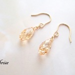 スワロフスキー　一粒ピアス　ゴールデンシャドウ【k14gf】