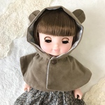 くまさんのポンチョ　ドール服　ソランちゃん　メルちゃん　フード付きコート　人形服