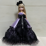 リカちゃんドレス　アシンメトリー紫×黒