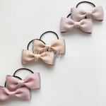 全3色🎀秋冬カラーのバイカラーツインリボン グレーVer. 2点1セット ふだん使い&お出かけ