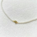 gold heartビーズネックレス（white）