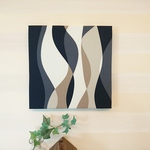 北欧風ウェーブ柄（ブルー）のファブリックパネル