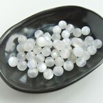 50個・8ｍｍ・キャッツアイ風アクリルビーズ・ミルキーホワイト・ラウンド・21090228