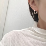 《silver950フラットミニフープピアス》　イヤリング(ノンホールピアス'変更　アレルギー18k ポスト　対応　シンプル　