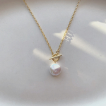 necklace  ♥︎  コイン淡水パール×チェーン　マンテル留めネックレス　ペンダント　silver925 18KGP 