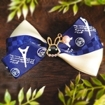 【全品送料無料♪】スワロ使用✨大きめリボンのラビットヘアクリップ#1(カラー:ネイビー×オフホワイト)　うさぎ　デザインリボン　大人可愛い　揺れるパール