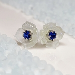 ホワイト×ブルー＊小さな雪華ピアス＊イヤリング【受注制作】