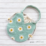  ✽ 再販 ✽ デイジーモチーフのミニ バッグ　　green（グリーン）/かぎ針編み　モチーフ編み
