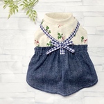 ベリーデニムエプロン風ワンピースのセットイン犬服（胴回り33〜49センチ）