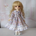 幼sdｻｲｽﾞ紫系小花のシンプルワンピース