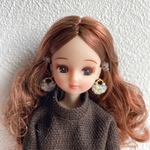 【送料無料】リカちゃん　モコモコピアス　ペール系