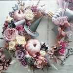 ［rtiz-327様専用ページ］ハロウィンリース(25.5cm)＊PINK loverさんのsweetハロウィン(魔女のとんがり帽子のせ)＊オータムリース・パンプキンリース・大人ハロウィン