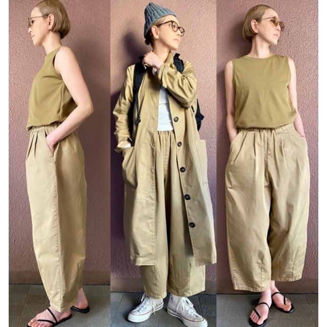 長さ選べる❤️RATA❤️超ゆったりボリュームサーカスパンツ❤️定番ベージュ❤️伸縮素材ではきやすさ抜群❤️