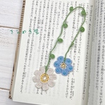 二輪のお花しおり（ブルー・ホワイト）
