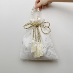 【10/7 22:00〜販売】ホワイト　レース　刺繍　インド刺繍　巾着バッグ　巾着バッグ　ハンドバッグ　振袖　着物　