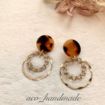 再販💫べっ甲のカボションにゴールドリング✨ピアス/イヤリング