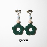 flower motive earring/pierce (green)