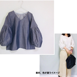 シンプルなコットン長袖ブラウス【受注製作】【色、サイズあり】
