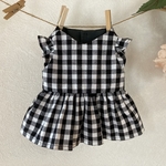 ぽぽちゃん服　黒いギンガムチェックワンピース
