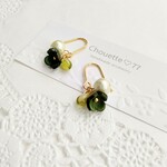 小さなお花とコットンパール(ピスタチオグリーンレザー)🌼イヤリング/ピアス