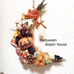 三日月🌛　🦇ハロウィーン🎃リース　玄関リース