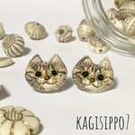 キジトラ猫刺繍のイヤリングorピアス