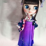 ブライス　リカちゃん　グラデーション　袴　着物　紫　