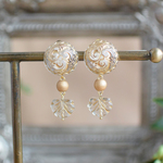 ドイツ製レトロカボション＆ハートリーフ【ｲﾔﾘﾝｸﾞ・ﾋﾟｱｽ】　----Valerie----