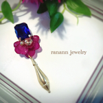 【海外パーツ】紫陽花ピアスorイヤリング プリザーブドフラワー Gabriella