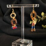 ピアス アシンメトリーシリーズ リース 赤 青 琥珀