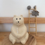 しろくま貯金箱＊木製ラダー(ナチュラルベージュ)＆手袋＆ベレー帽(グレー)セット