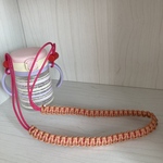 お出かけマグのための♡アウトドアコードのネックストラップ　マゼンタ×ハニカムオレンジ