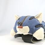 ふとっちょ猫のボディバッグ・青トラ　【斜め掛け両肩対応・倉敷帆布使用】送料無料