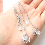 【2個】 ラインストーン  カメリア チェーン 花ビジュー ジルコニア フラワー ジュエリー チャーム パーツ 金属チャーム 手芸材料 カン付き デコ ピアス ネックレス レジン 封入 部品 