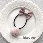 再販【ピンク】ファー　ポンポン　リボン　ヘアゴム　キッズ　
