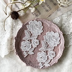 1枚 綺麗 花 フラワー 刺繍 ケミカルレース モチーフ アップリケ 白 BK210922-Q ハンドメイド 手芸 素材
