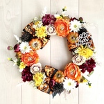 No.wreath-15395★ハロウィンリース　21-(31) パンプキン・ハロウィンサイン　45cm・アートフラワー/造花リース/大型リース