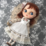 刺繍エプロンドレス ３点セット   ピンク 　ブライス  リカちゃん アウトフィット