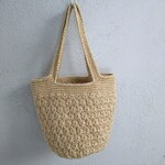 【高級麻ひもジュートフィックス使用】花網み模様の麻ひもバック（Ｌ）手下げ＆肩掛け・２ＷＡY