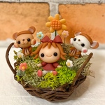 あやな様　オーダー作品　樹脂粘土　ミニチュア　ハムスター　バスケット　粘土細工