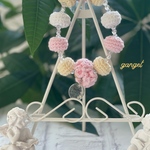 【お名前入れ可能】パステルカラーニットボールとクリアビーズ♡ワンちゃん猫ちゃん首輪