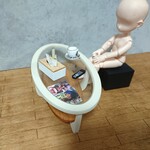 ◆ミニチュア◆ガラステーブル風(楕円形)◆ドールハウスに　ローテーブル