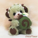 抹茶チョコ　泣き虫ベア　choco*bear　スワロ付きグラスアイ　磁石入り