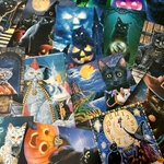 (再販×3)ニャンコのハロウィン🎃ポストカードセット＊葉書＊コラージュ素材＊メッセージカードにも♪