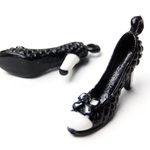 3個セット【ブラック】リボンハイヒールチャーム☆ハンドメイドアクセサリーデコパーツパンプスピンヒール