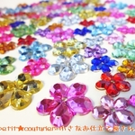 【増量】 キラキラ　アクリル花　12mm・18mm　MIX ８０個セット　クリア