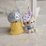 うさにゃん。様用リクエスト品＊あみぐるみストラップ＊お祭りトラ猫くん＆靴下に入っちゃうハチワレ靴下ねこ
