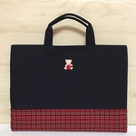 ⭐️ ファミリアワッペン × 赤チェック　レッスンバッグ　入園・入学