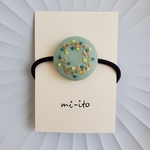 刺繍ヘアゴム🌷　no.604　くるみボタン　💛送料無料💛　